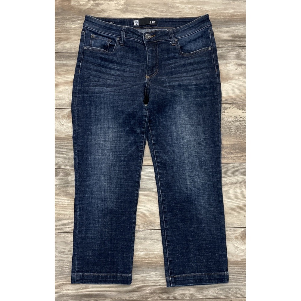 KUT FROM THE KLOTH Women Denim Blue Jeans SIZE 10 Lauren Crop Straight Leg